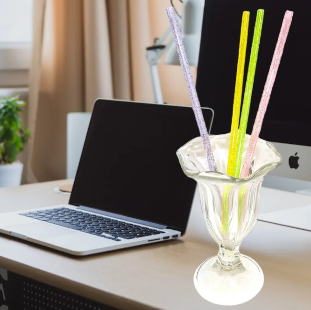 ♥️ 4 for $25 ♥️ #B New Reusable 4pcs Sparkling Glitter Rainbow Straw Set